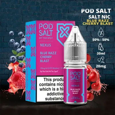 سالت نیکوتین پاد سالت طعم تمشک آبی گیلاس (BLUE RAZZ CHERRY BLAST)