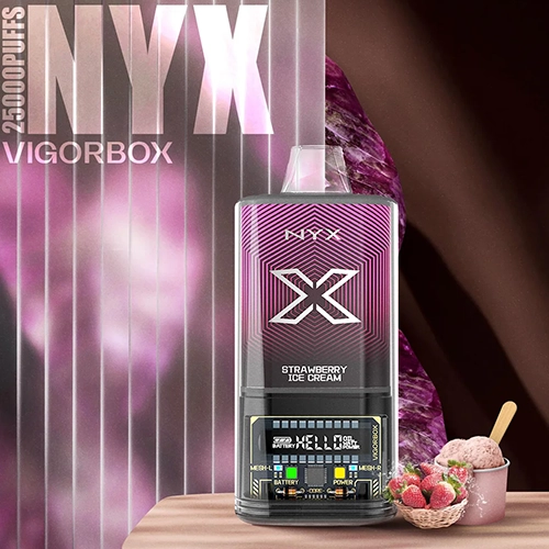STRAWBERRY ICE CREAM پاد یکبار مصرف 25000 پاف VIGORBOX طعم بستنی توت فرنگی - تصویر 1